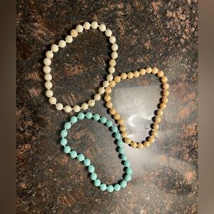 Vintage Pop Beads - Cream, Tan, and Blue - Necklace, Bracelet